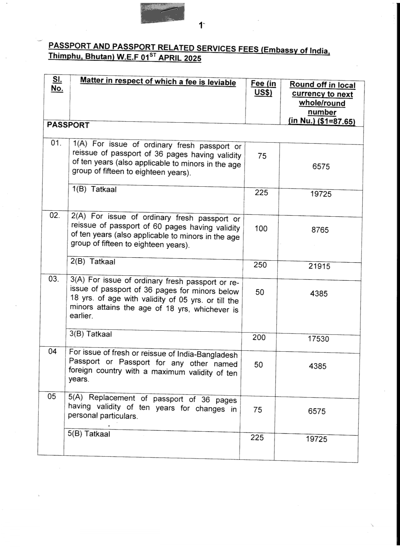 Passport Fee Image 1