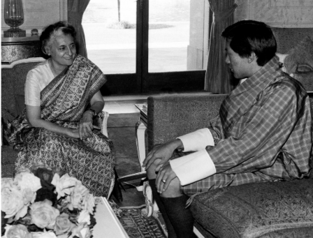 His Majesty Jigme Singye Wangchuck, The Fourth King of Bhutan, with Prime Minister Smt. Indira Gandhi, New Delhi, 18 March 1982. 
