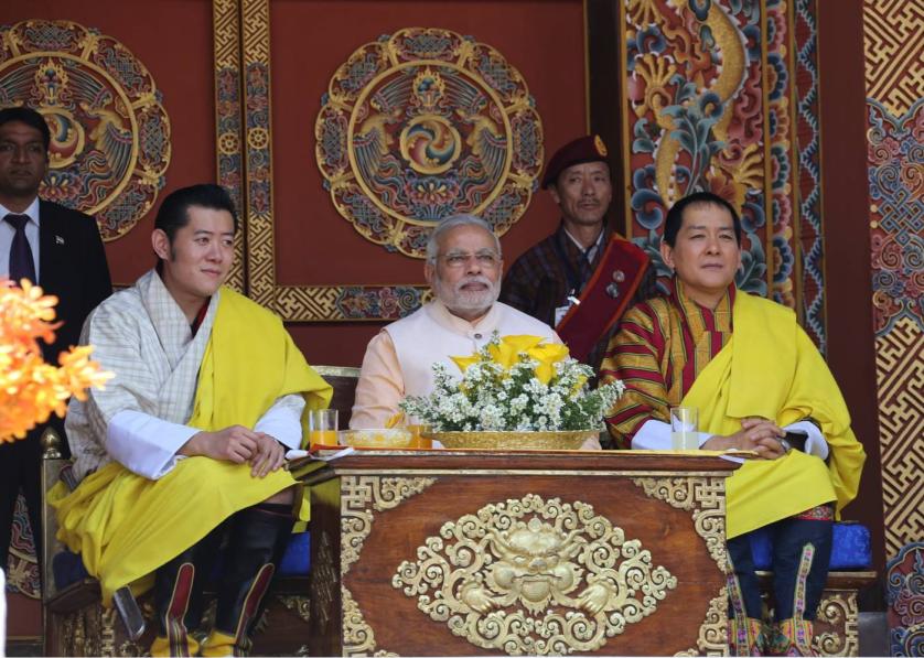 His Majesty The King of Bhutan Jigme Khesar Namgyel Wangchuck and His Majesty Jigme Singye Wangchuck, The Fourth King of Bhutan with Shri Narendra Modi, Prime Minister of India, in Bhutan (15-16 June 2014) 