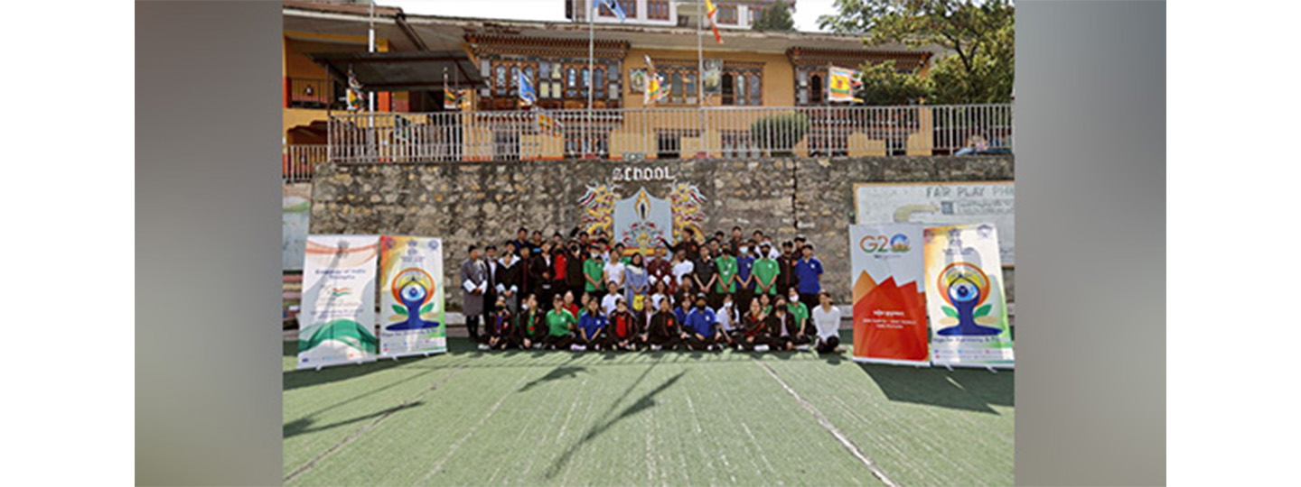  'International Day of Yoga' special yoga session at Druk School, Thimphu.