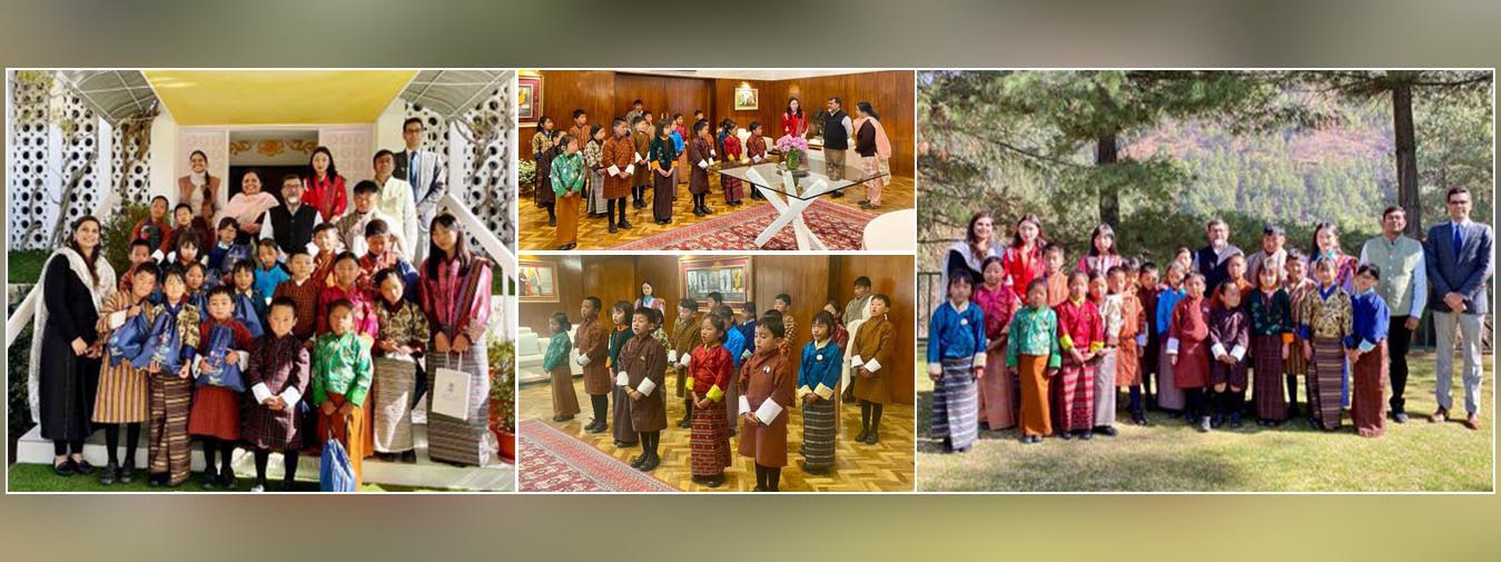  A wonderful recitation of ‘Lolay’ (good wishes for new year) by a group of children on ‘Nyilo’, Bhutan’s winter solstice festival, marking lengthening of days. 
Thanks Tarayana Foundation and Folk Heritage Museum for including Embassy Team in celebrating Bhutan's rich traditions.