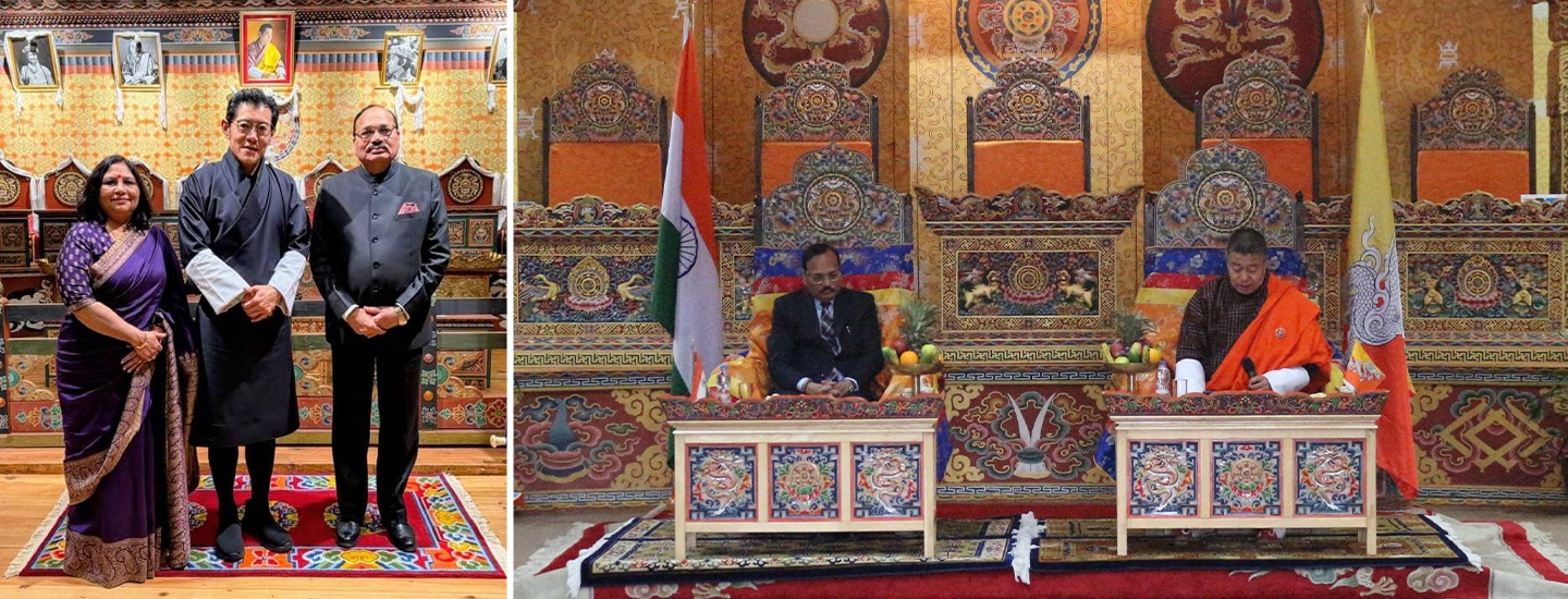  Shri Surya Kant, Hon’ble Chief Justice of India, received an audience with His Majesty the King of Bhutan, Jigme Khesar Namgyel Wangchuck. He also met with Chief Justice of Bhutan Lyonpo Norbu Tshering and discussed avenues to deepen cooperation between judiciaries of both countries.