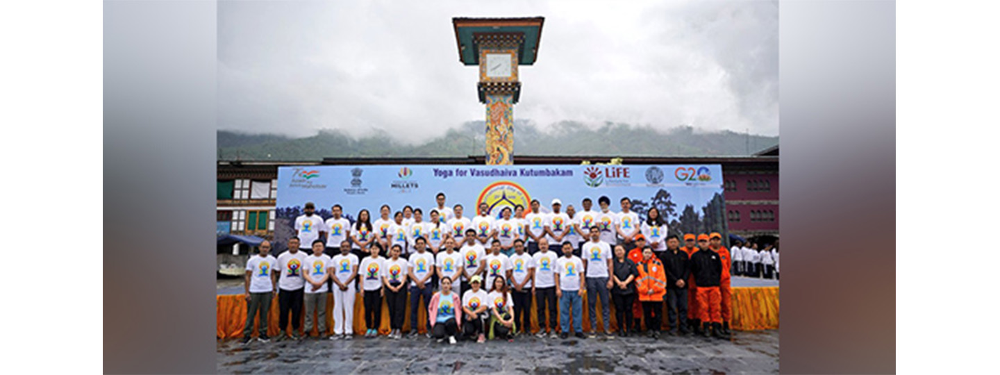  Celebration of 9th International Day of Yoga in Bhutan at Clock Tower Square, Thimphu