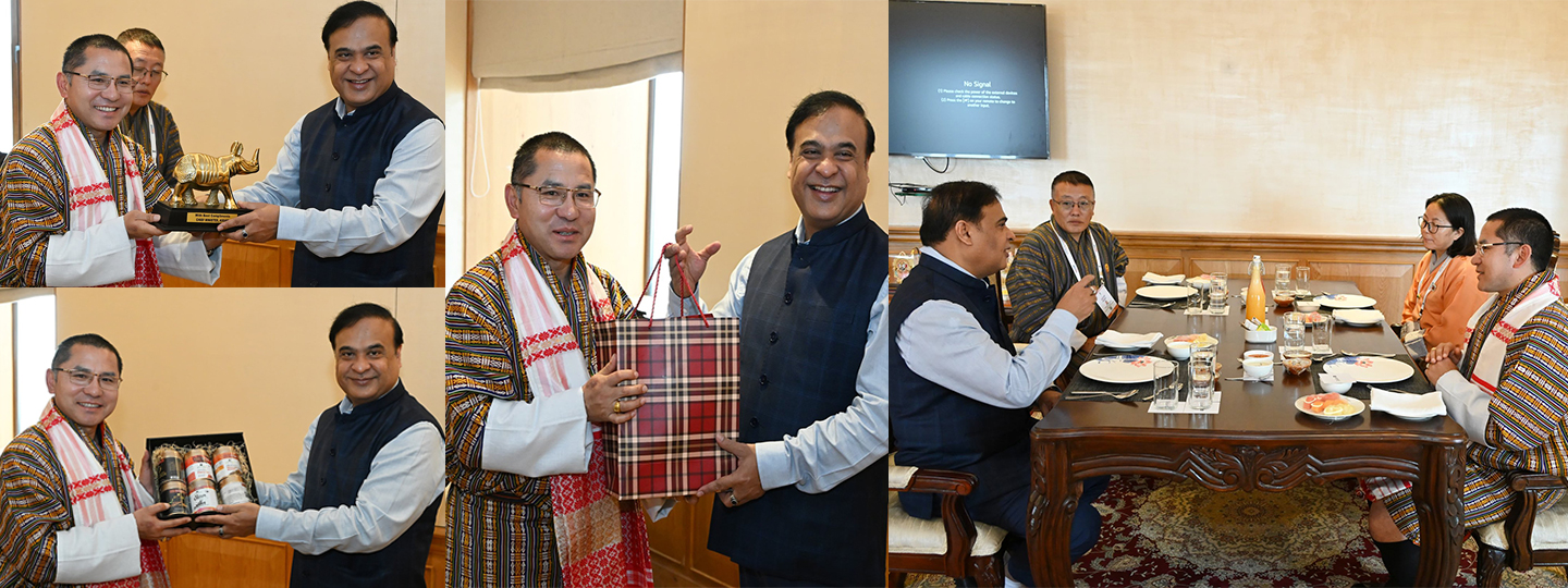  Dr Himanta Biswa Sharma, CM Assam met with Mr Younten Phuntsho, Agriculture and Livestock Minister of Bhutan on the sidelines of Advantage Assam 2.0 summit