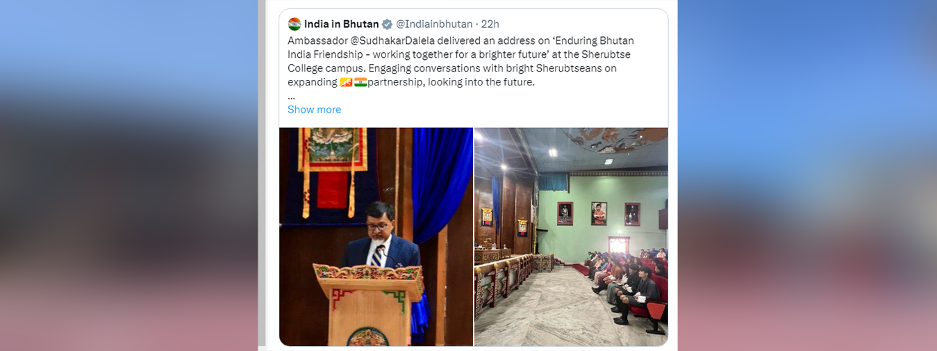  Thank you Dr. Tshering Wangdi for inviting me to interact with the vibrant student community and faculty at the Sherubtse College. Committed to further strengthening  education & knowledge partnership, preparing ourselves for the future. 