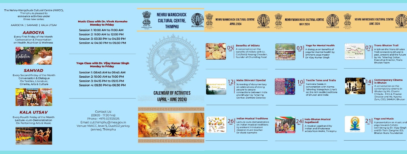  Stay tuned for more insightful conversations on nutrition, literature, arts, and culture in our new series of activities under Arogya, Samvad and Kala Utsav. Calendar of Activities (April to June 2023), for more information. Please do register and join us for these events.