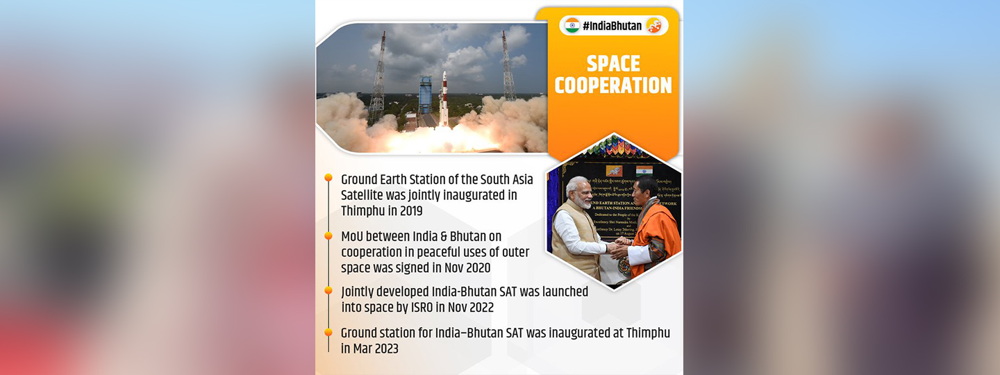  
India-Bhutan Charting new domains.

Space cooperation has emerged as a promising area of #IndiaBhutan ties.