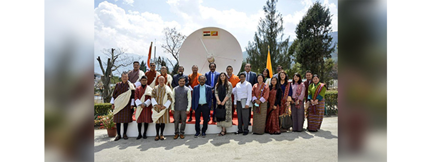  Shri S. Somanath, Chairman ISRO along with Foreign Minister Lyonpo Tandi Dorji, Lyonpo Karma Donnen Wangdi and Amb Sudhakar Dalela inaugurated the ground-earth station for the India-Bhutan satellite in Thimphu.