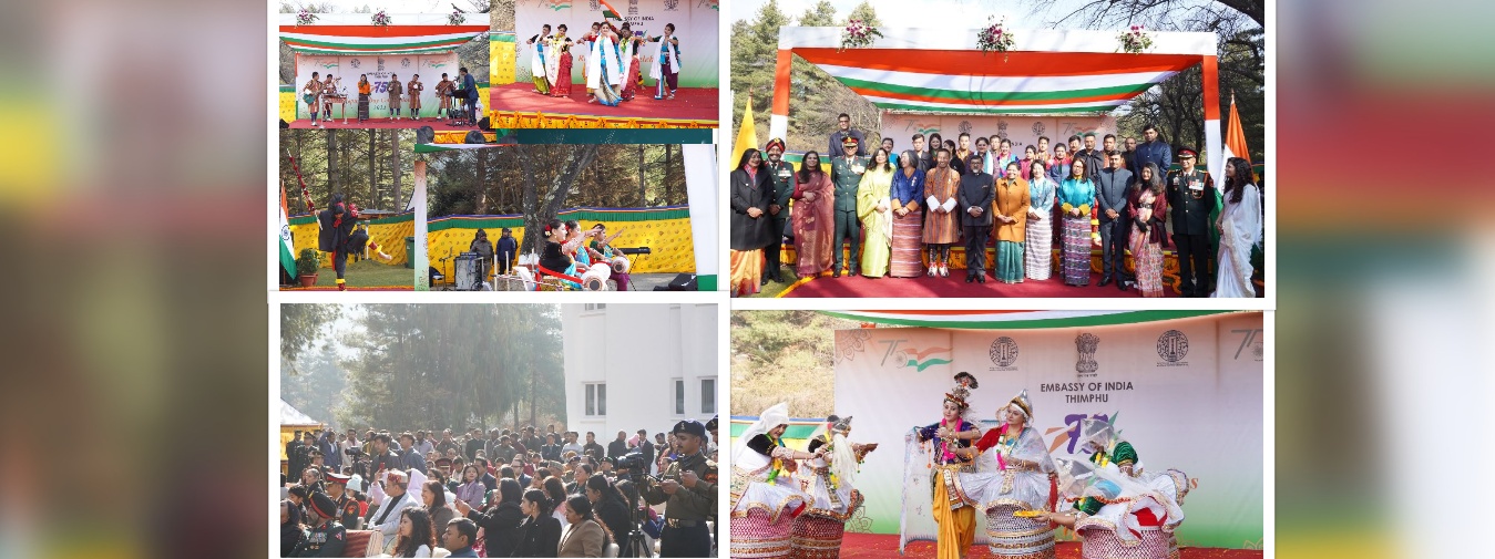  The ceremony witnessed melodious rendition of patriotic songs by Indian and Bhutanese artists from Nehru-Wangchuck Culture Center & Royal Academy of Performing Arts as well as Manipuri Dance performance by an 
@ICCR_hq
 dance troupe led by Ms Poushali Chatterjee